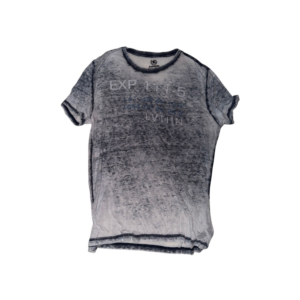 Express EXP 11-5 Burnout Graphic Tee Womens XL Gray Acid Wash Short Sleeve Top